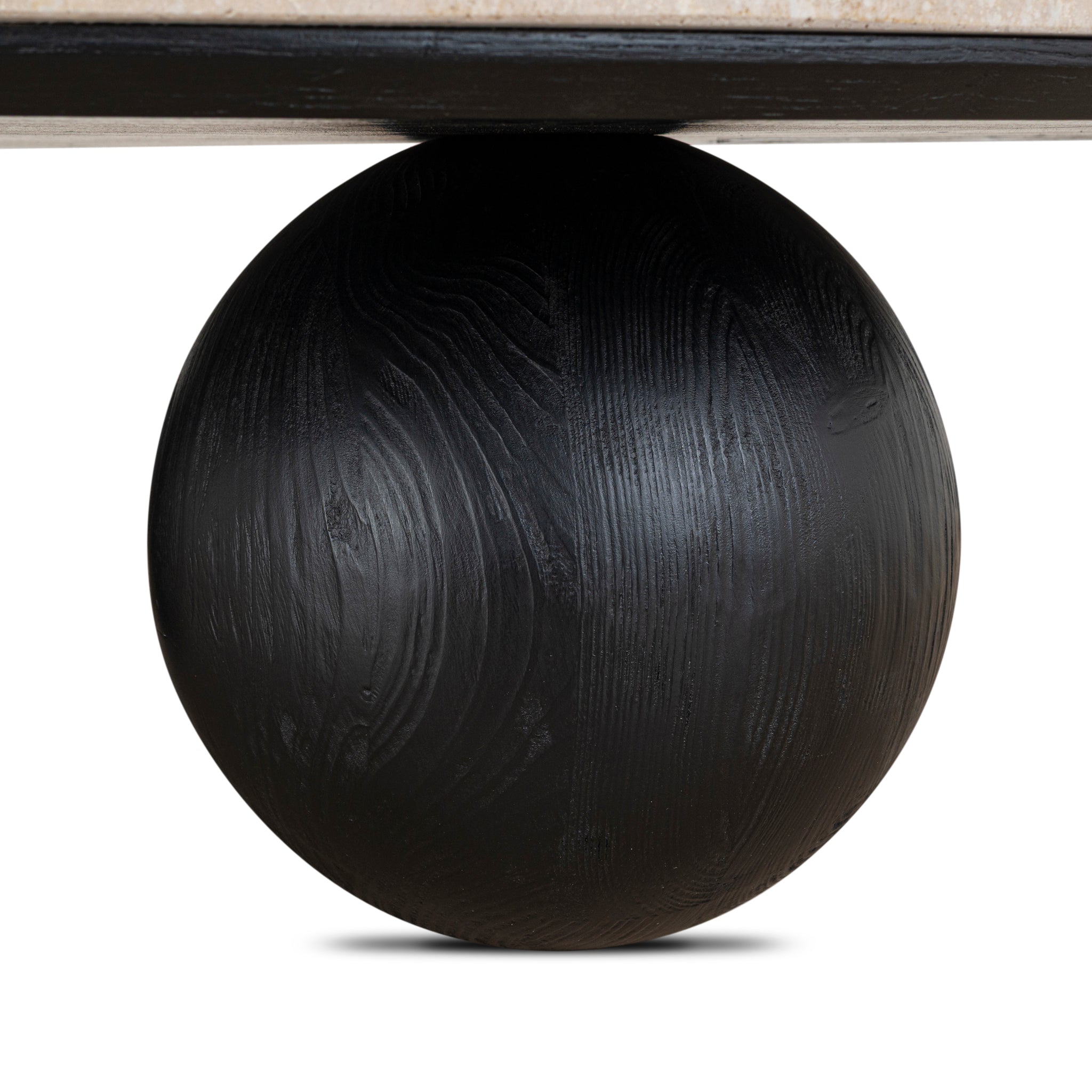 100cm Round Travertine Coffee Table - Black