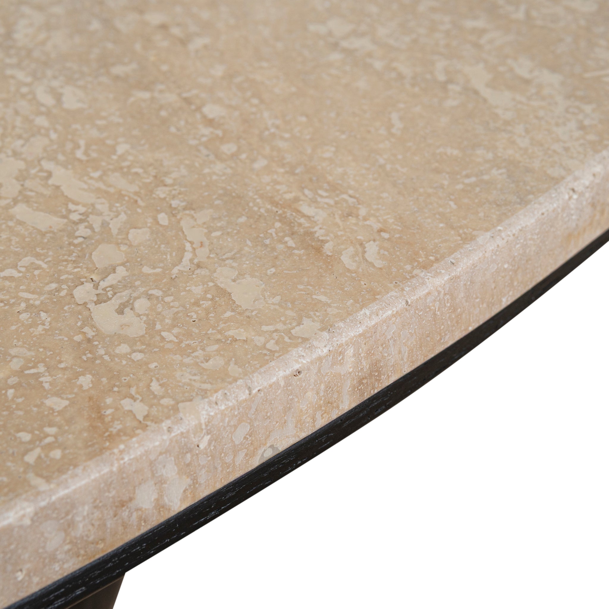 100cm Round Travertine Coffee Table - Black