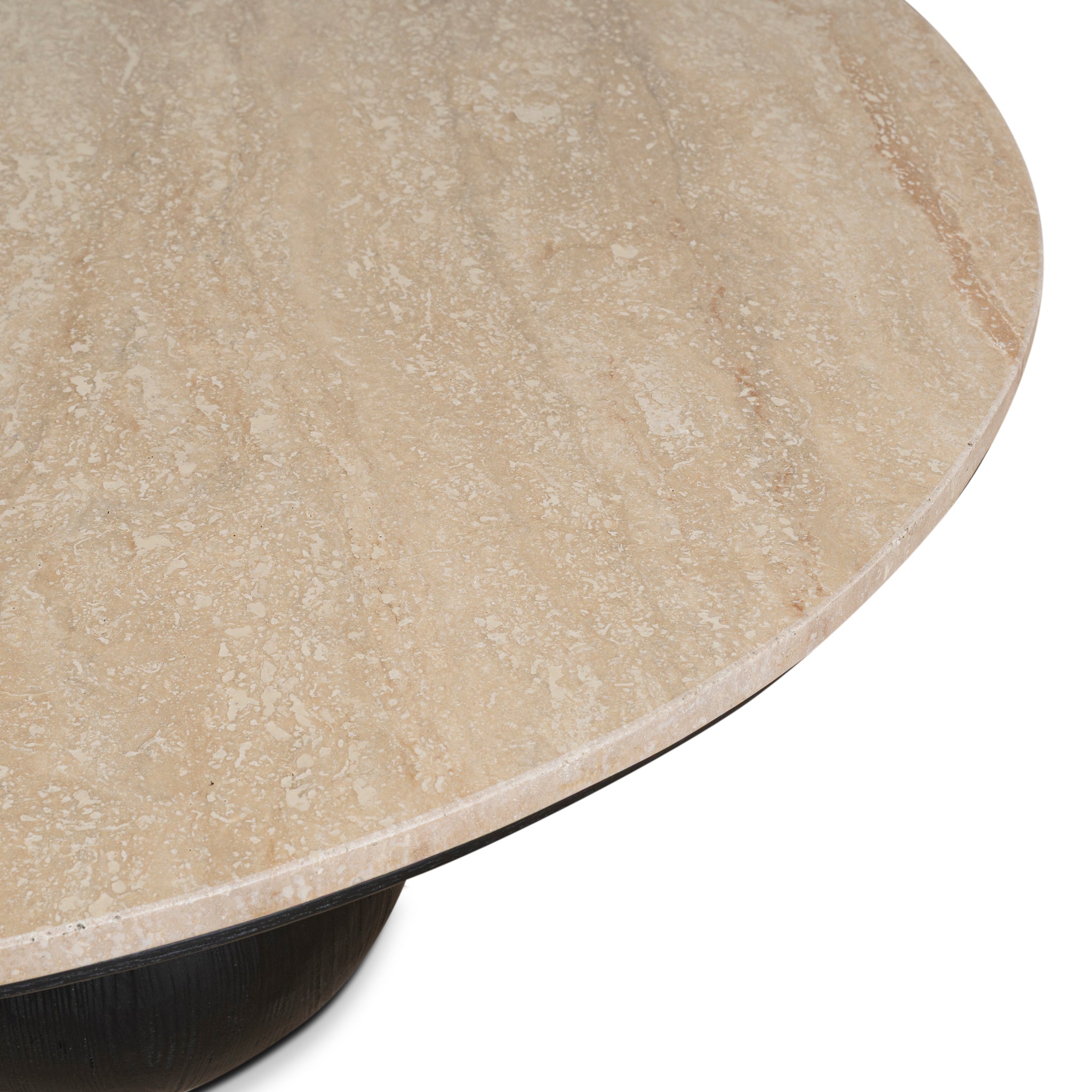 100cm Round Travertine Coffee Table - Black