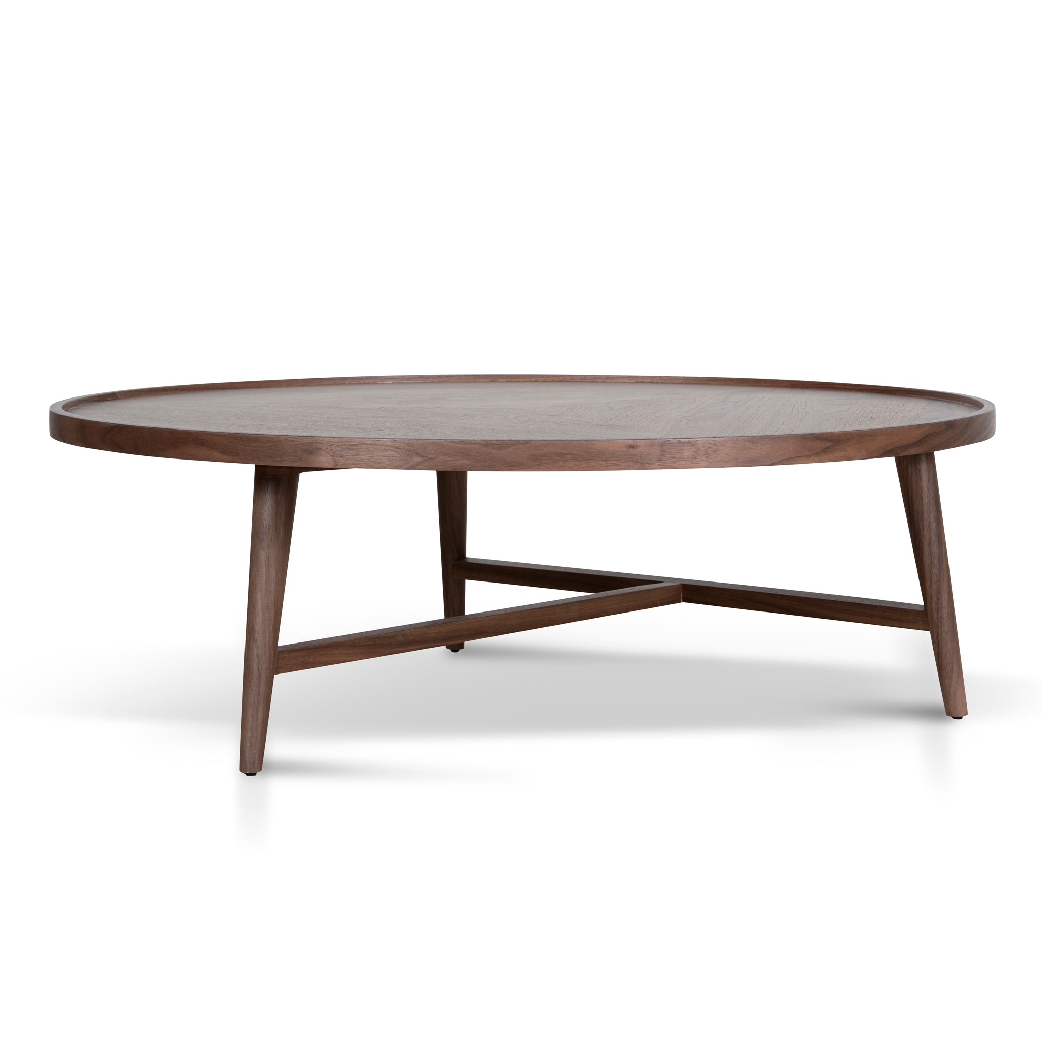 1.1m Wooden Round Coffee Table - Walnut