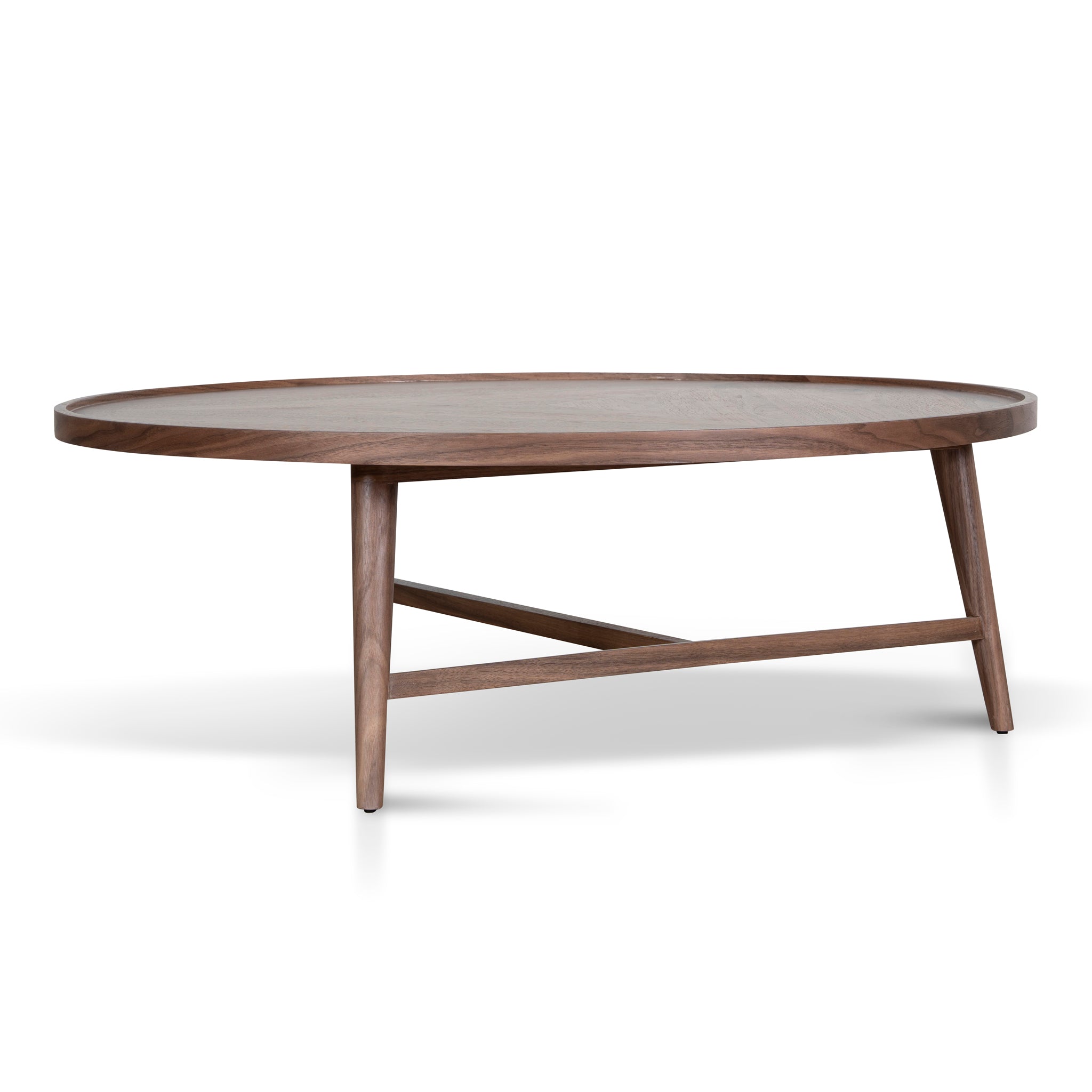 1.1m Wooden Round Coffee Table - Walnut