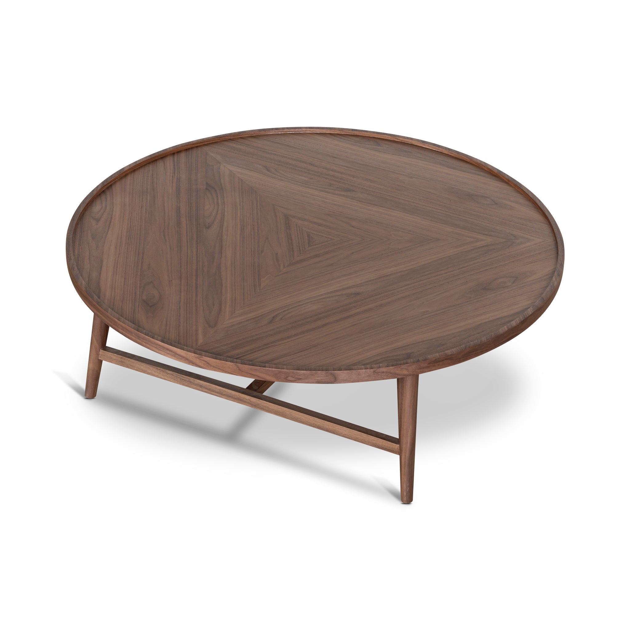 1.1m Wooden Round Coffee Table - Walnut