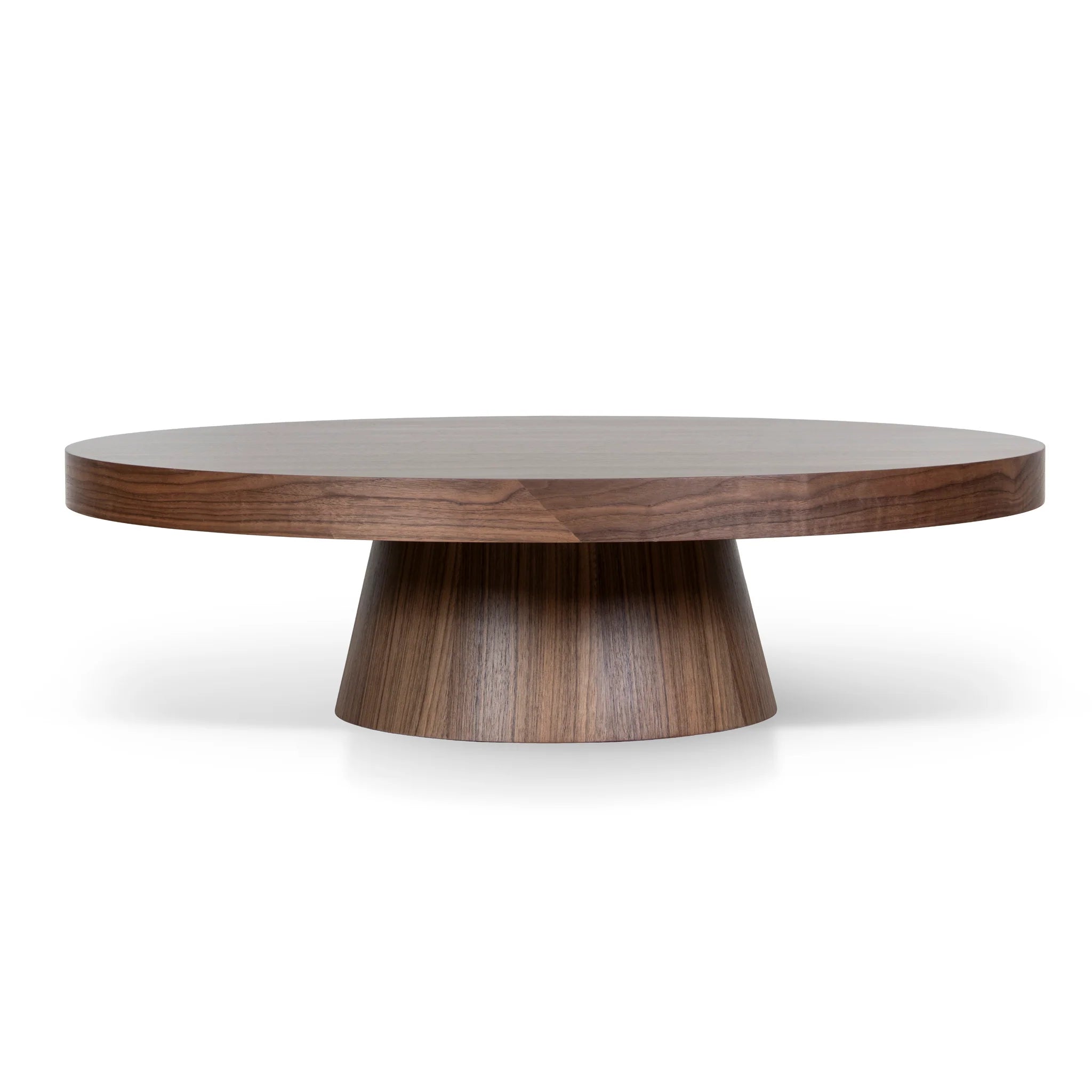 Showcasing Canasora 1.1m Round Coffee Table - Walnut CF10941-CN Coffee Table by Calibre Furniturs