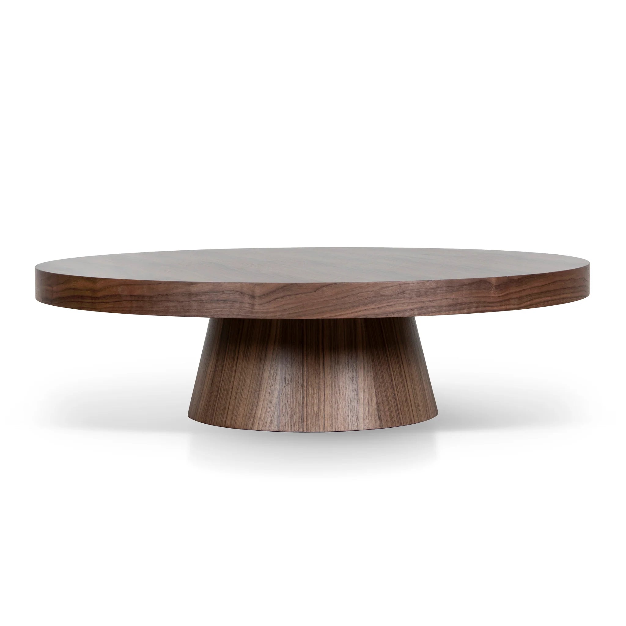 Showcasing Canasora 1.1m Round Coffee Table - Walnut CF10941-CN Coffee Table by Calibre Furniturs