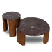 Showcasing Rinovela Nested Rosso Levanto Marble Coffee Table - Walnut CF10982-NY Coffee Table by Calibre Furniturs
