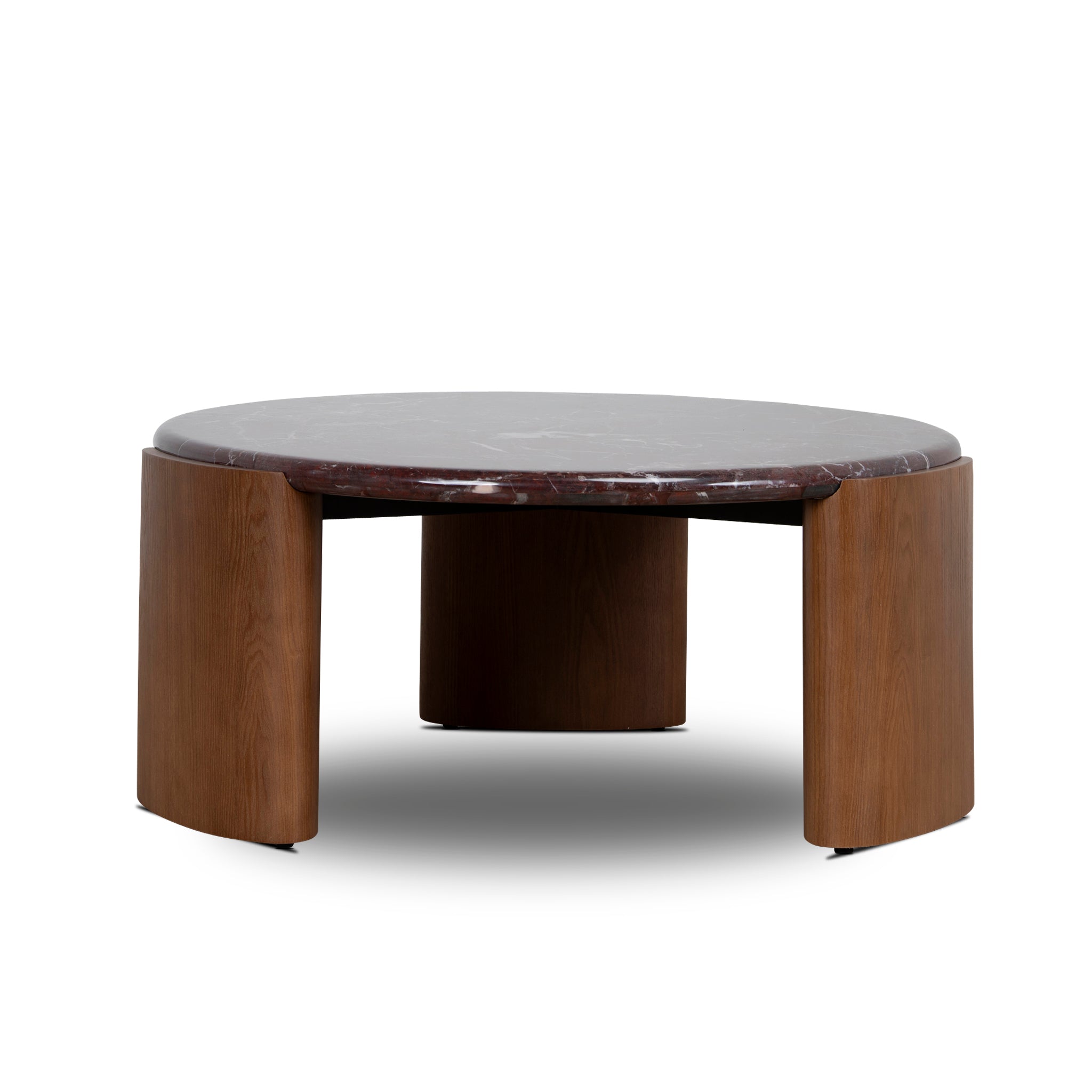 Nested Rosso Levanto Marble Coffee Table - Walnut - image 4
