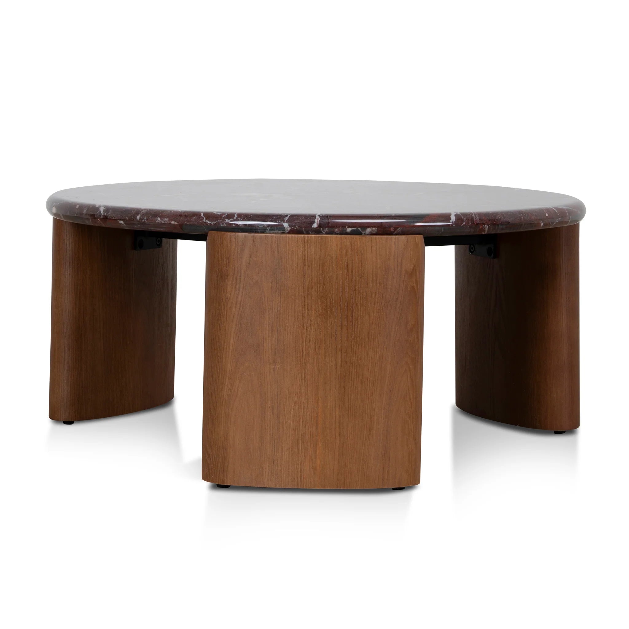 Rinovela Nested Rosso Levanto Marble Coffee Table - Walnut