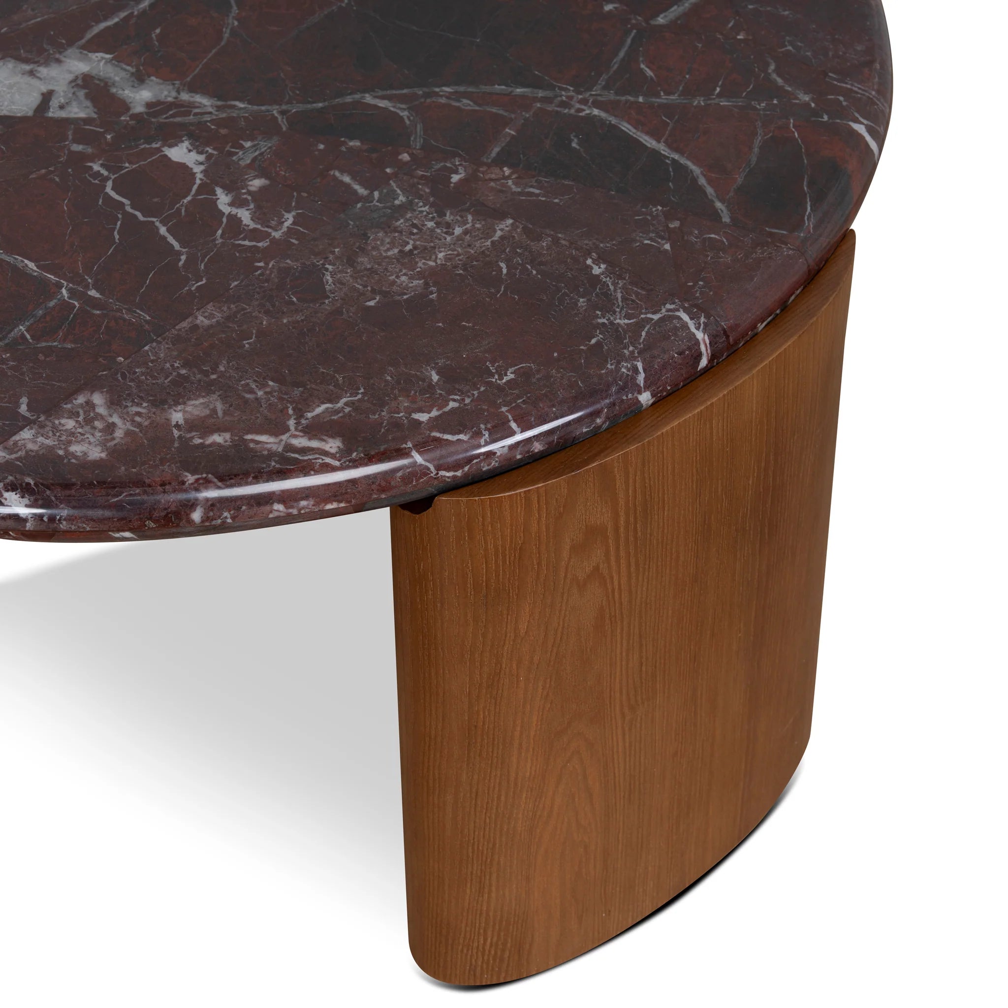 Rinovela Nested Rosso Levanto Marble Coffee Table - Walnut