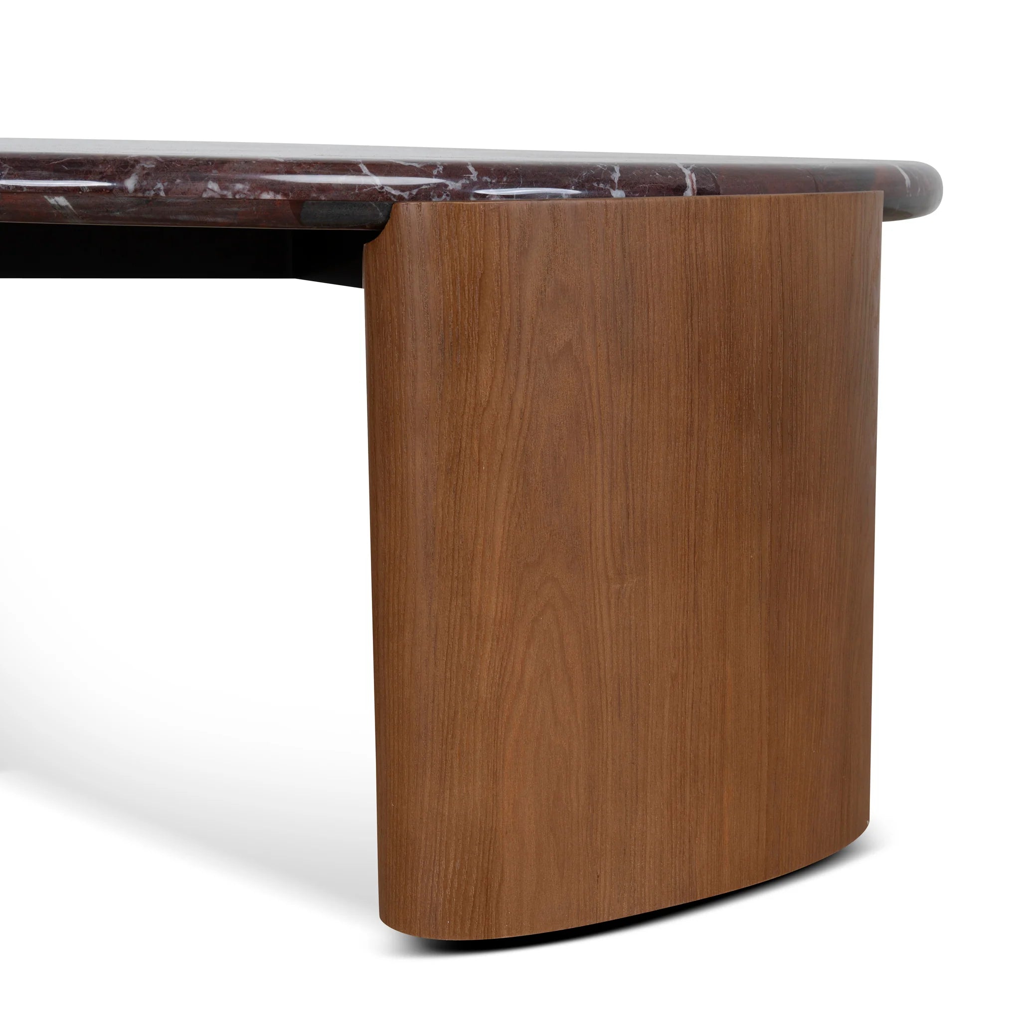 Rinovela Nested Rosso Levanto Marble Coffee Table - Walnut