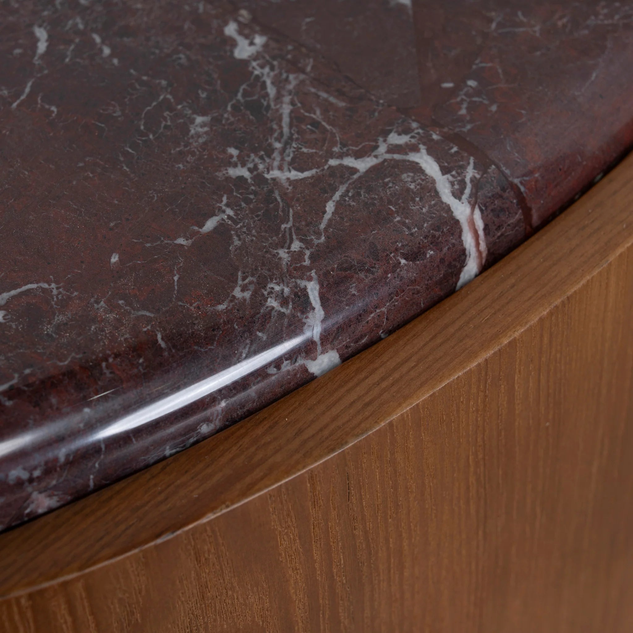 Rinovela Nested Rosso Levanto Marble Coffee Table - Walnut