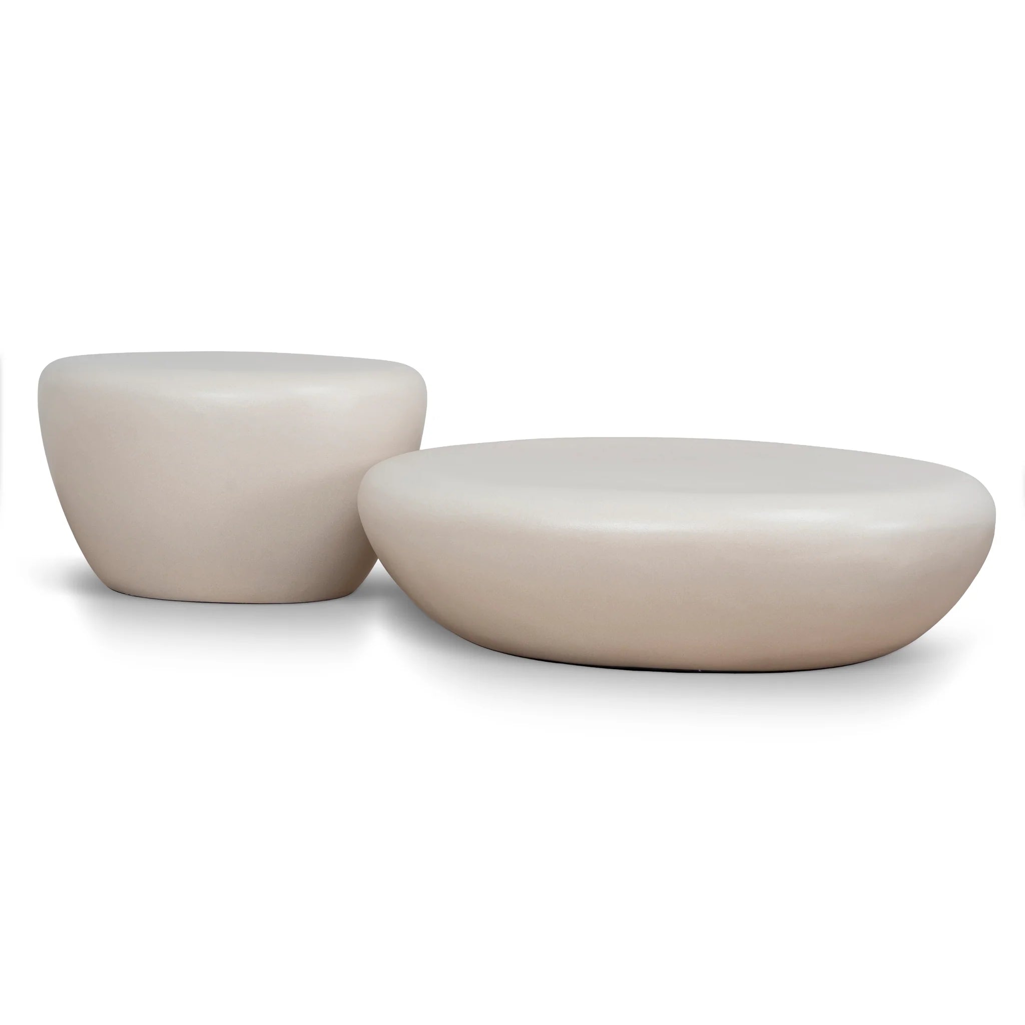 Showcasing Kanoma Nested Coffee Table - Ivory Beige CF12102-NY Coffee Table by Calibre Furniturs