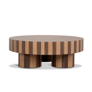 Showcasing Polora 1m Round Coffee Table - Two Tone Natural CF12116-CN Coffee Table by Calibre Furniturs