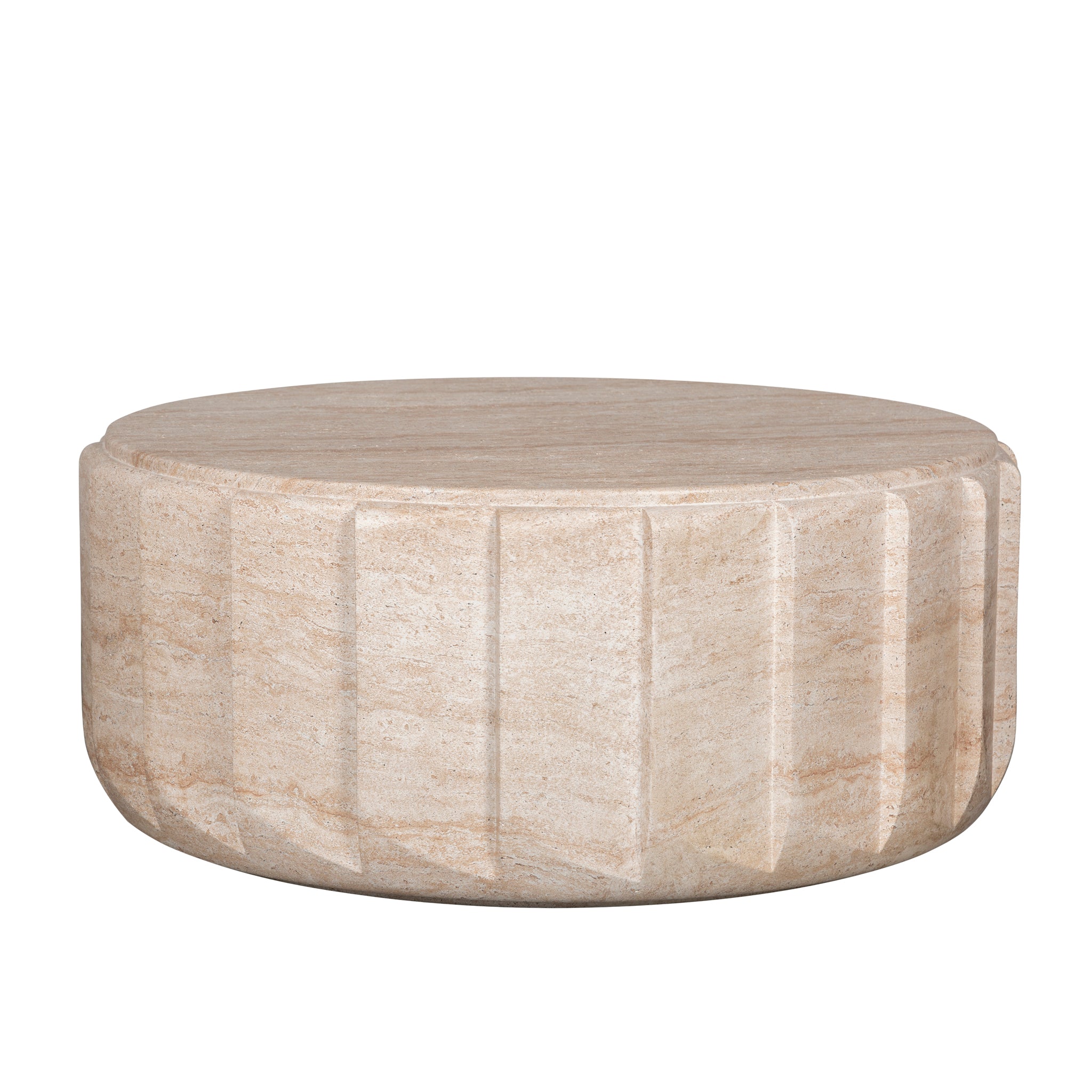 90cm Round Coffee Table  - Light Travertine Look