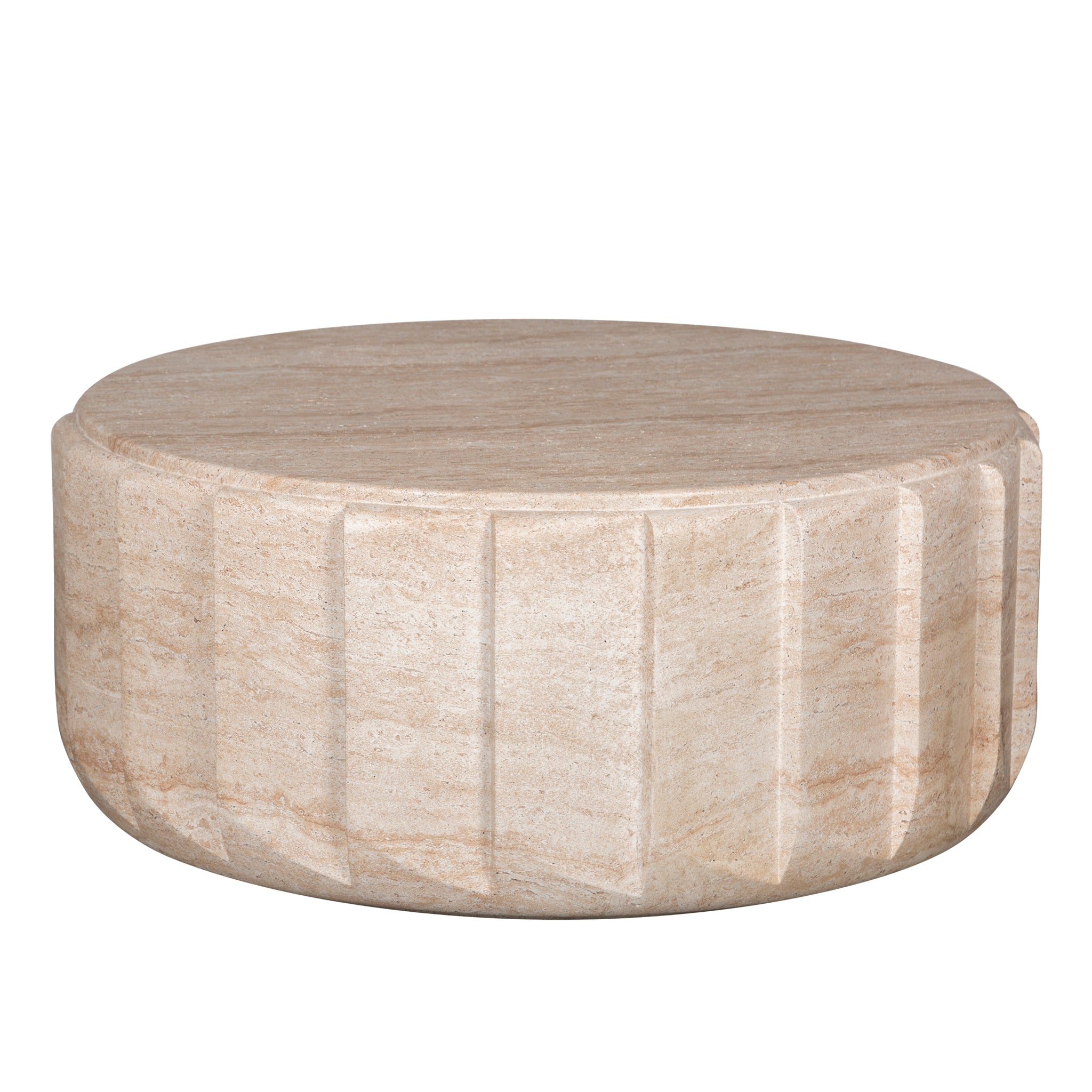 90cm Round Coffee Table  - Light Travertine Look