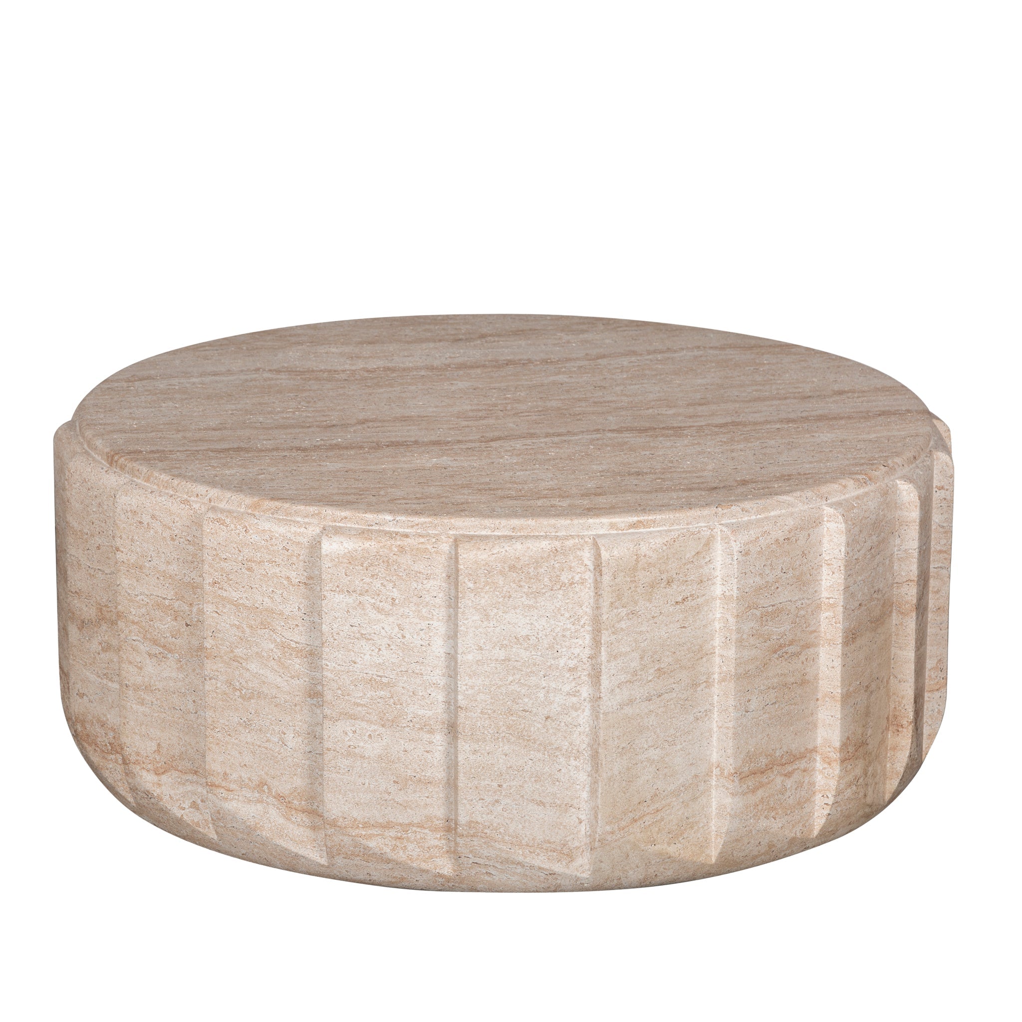 90cm Round Coffee Table  - Light Travertine Look