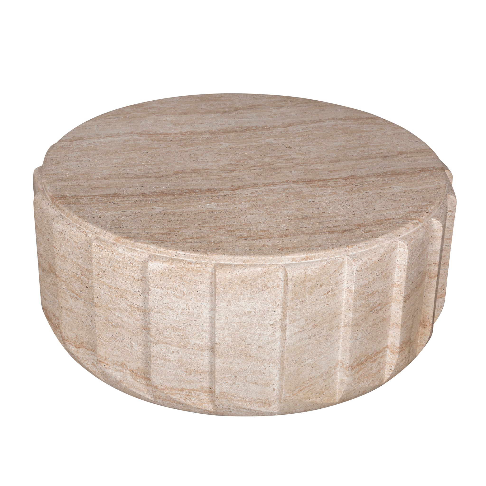 90cm Round Coffee Table  - Light Travertine Look