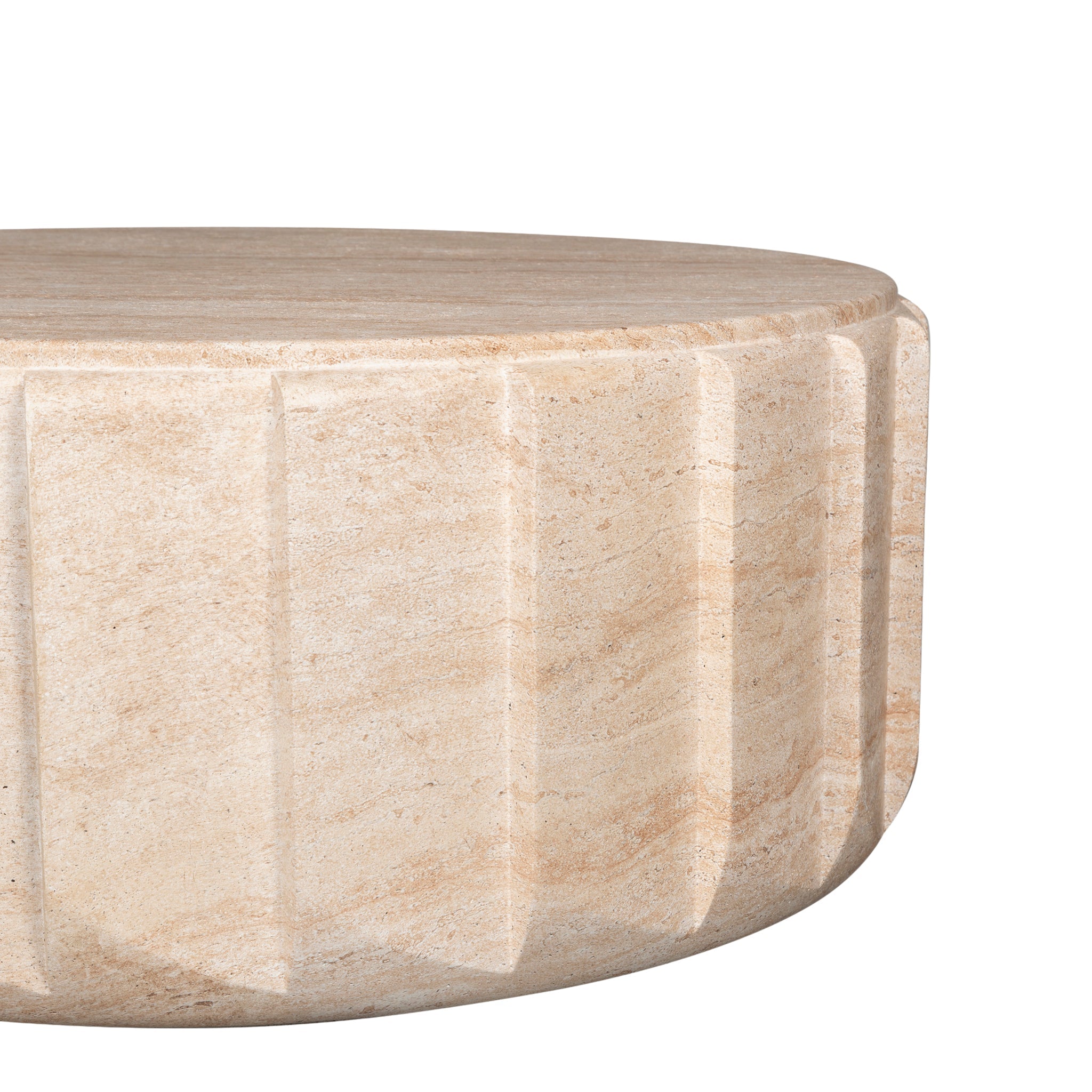90cm Round Coffee Table  - Light Travertine Look