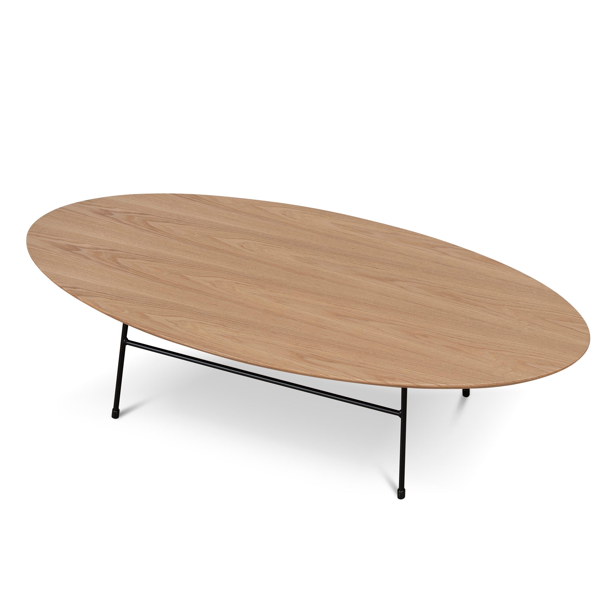 117.5cm Coffee Table - Natural Ash Veneer - Black Legs