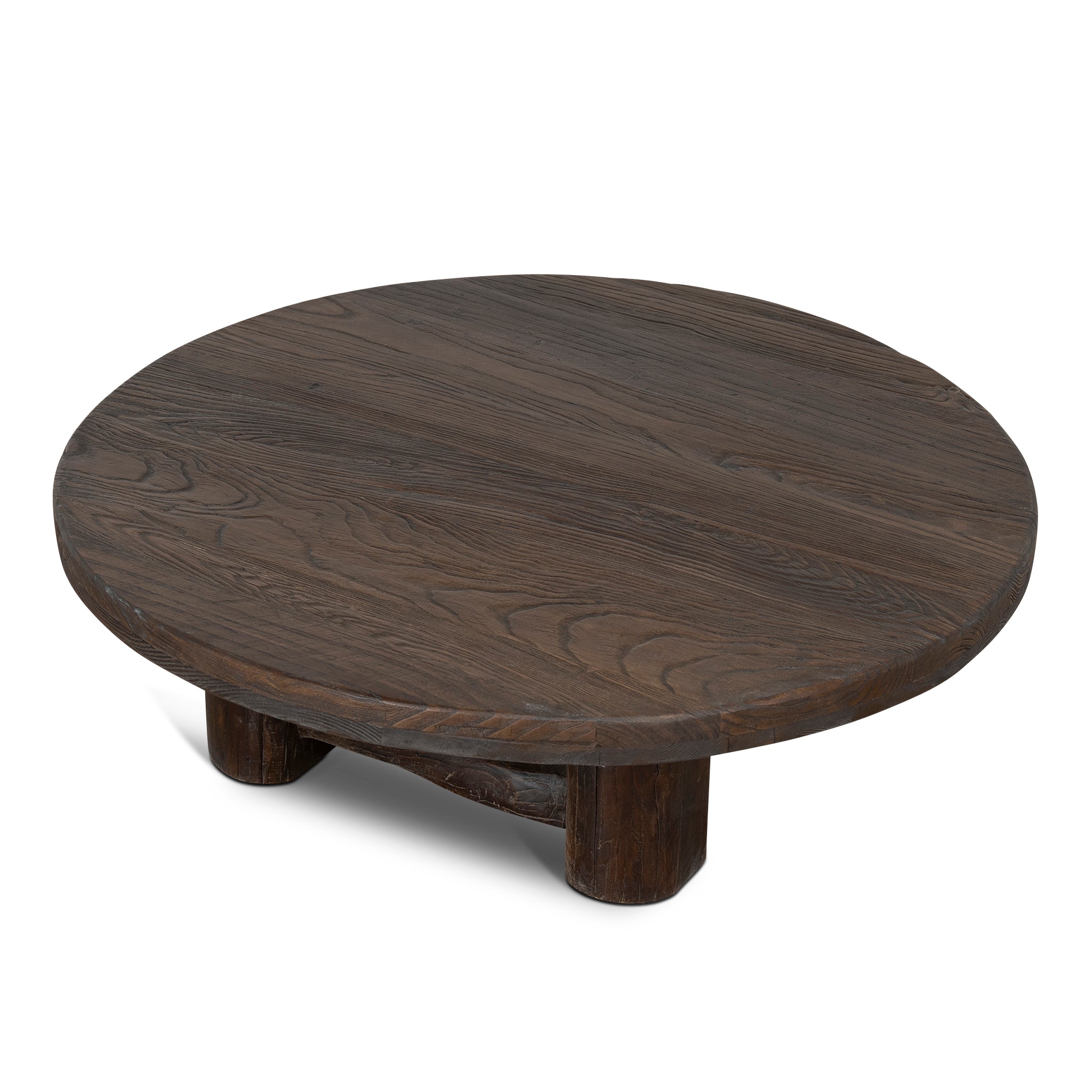 CCF12526-NA 100cm Elm Round Coffee Table - Dark Brown
