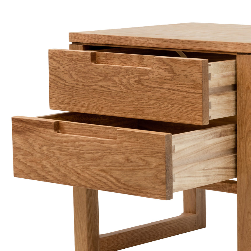 Vigdis 2 Drawer Wooden Bedside Table - Natural Oak