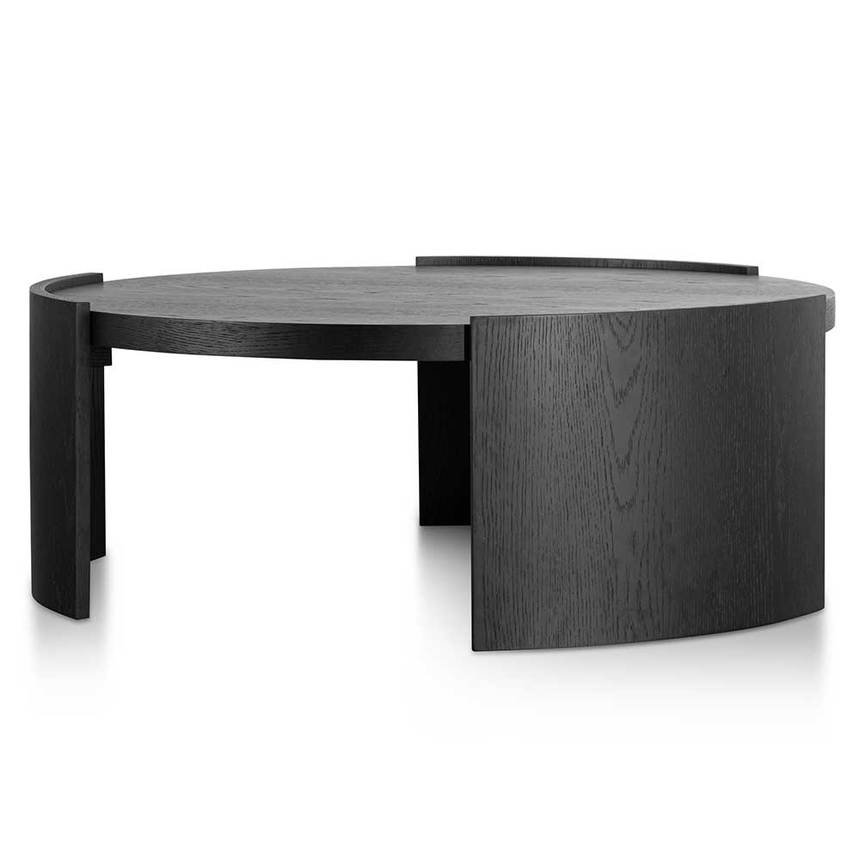 100cm Wooden Round Coffee Table - Black