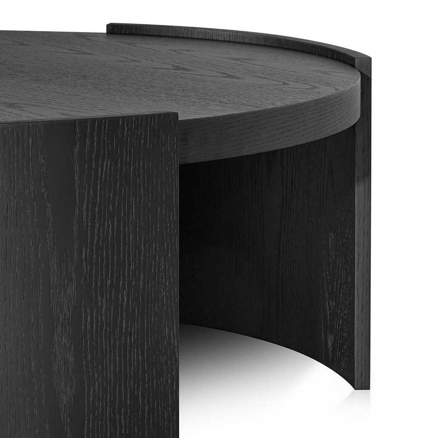 100cm Wooden Round Coffee Table - Black