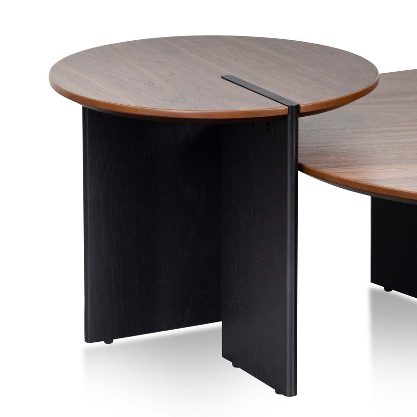 Nest of Light Walnut Coffee Table - Black Legs