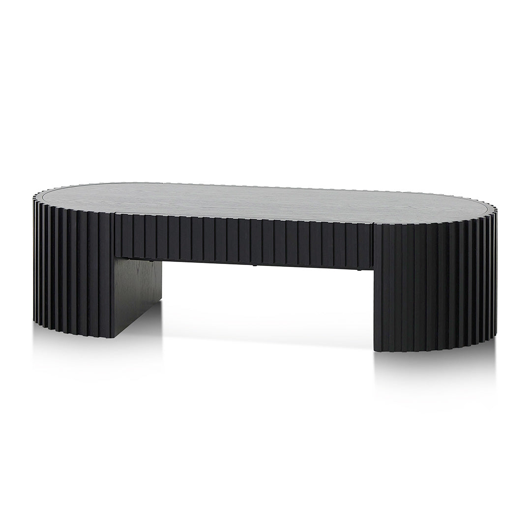 1.3m Oval Coffee Table - Full Black Oak
