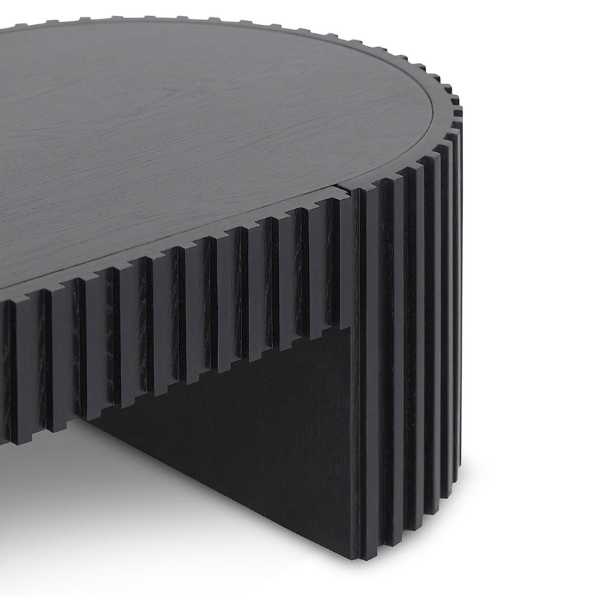 1.3m Oval Coffee Table - Full Black Oak