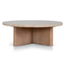 Travertine Marble 100cm Round Coffee Table - Light Natural Elm
