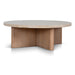 Travertine Marble 100cm Round Coffee Table - Light Natural Elm - image 2