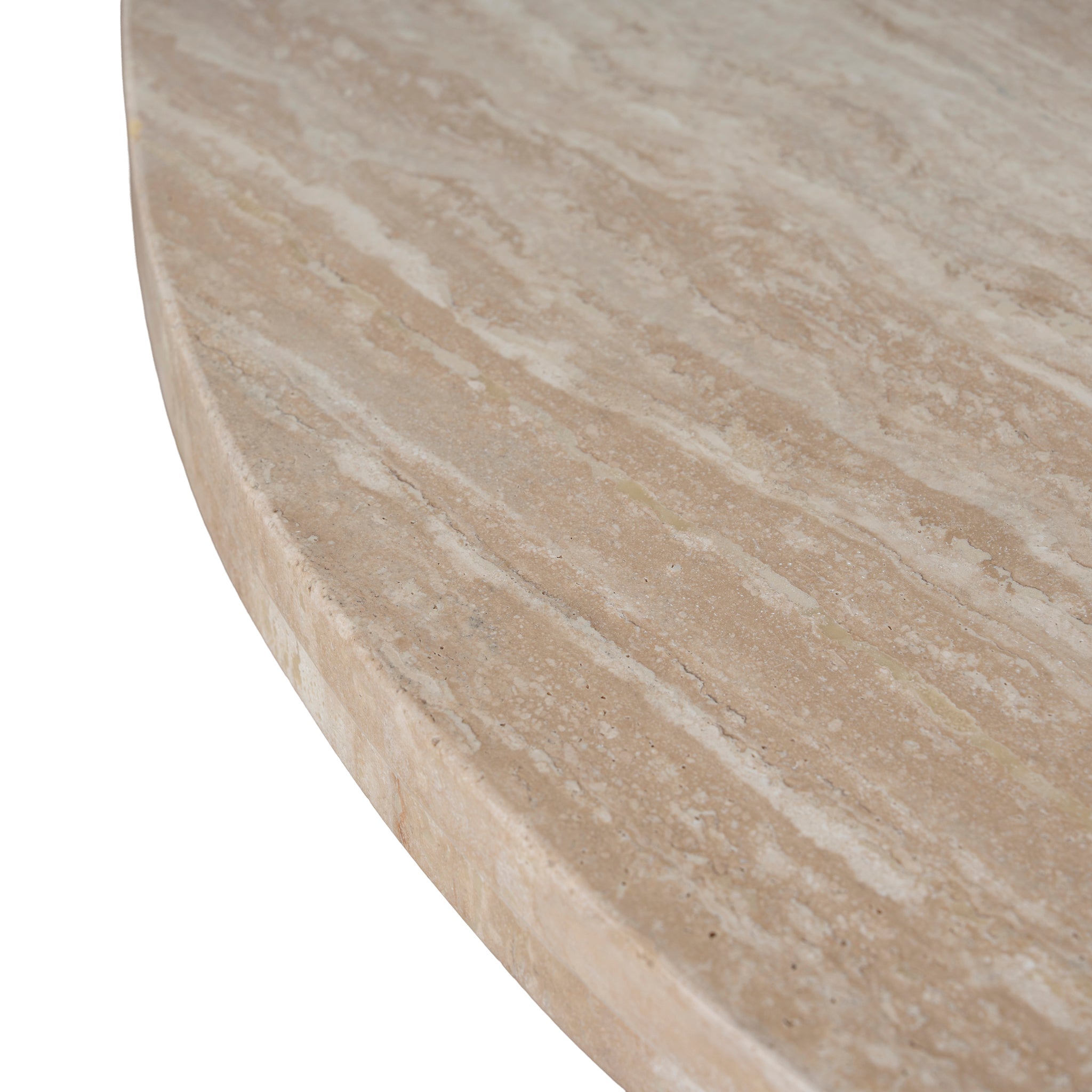 Travertine Marble 100cm Round Coffee Table - Light Natural Elm - image 9