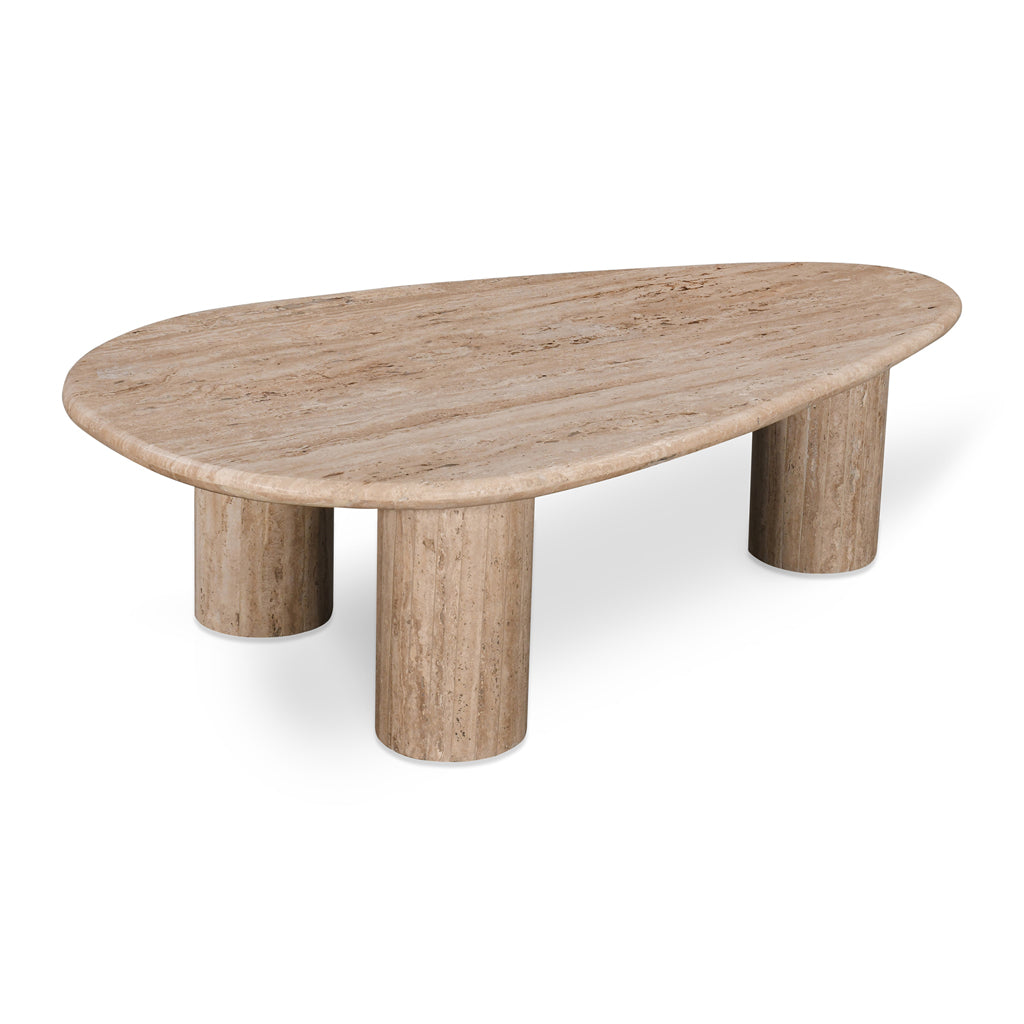 1.2m Travertine Top Oval Coffee Table - Walnut - Juro