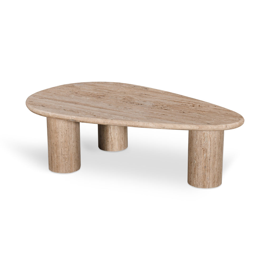 1.2m Travertine Top Oval Coffee Table - Walnut - Juro