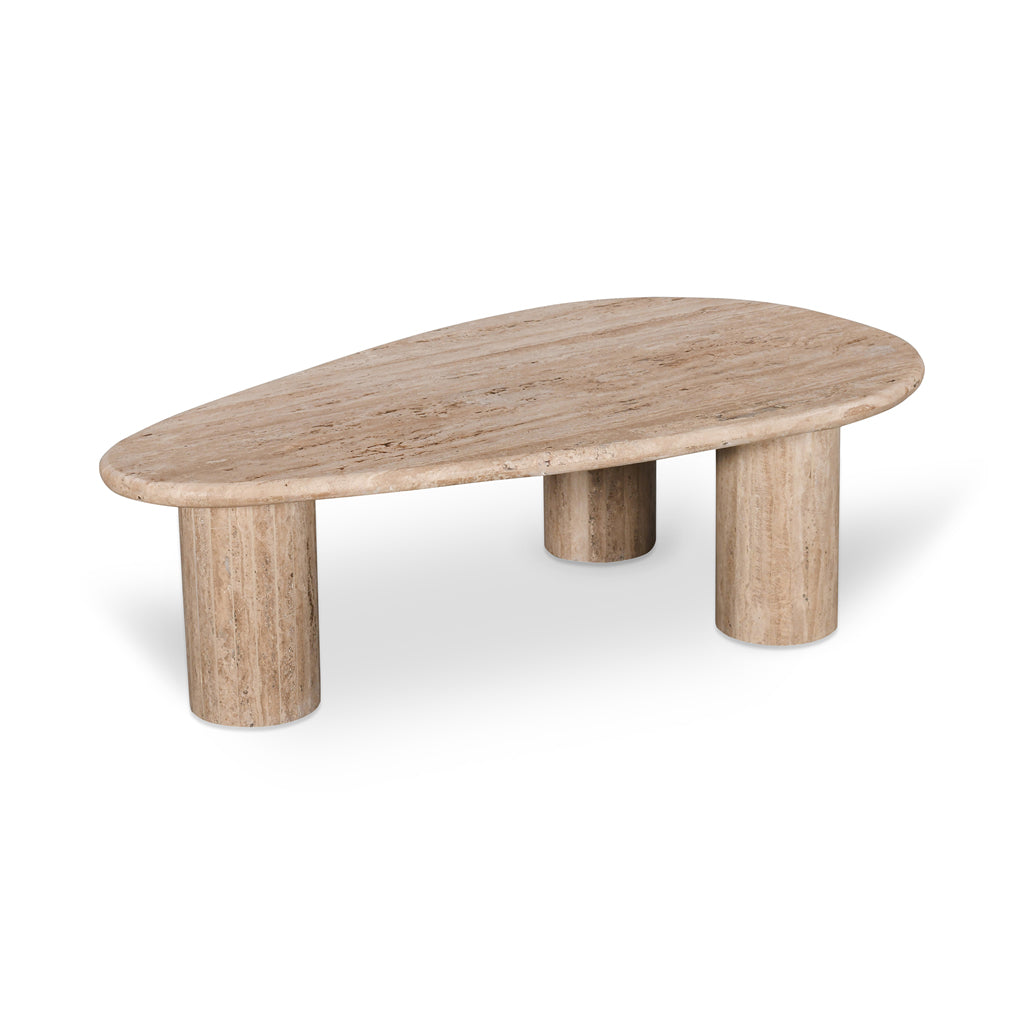 1.2m Travertine Top Oval Coffee Table - Walnut - Juro