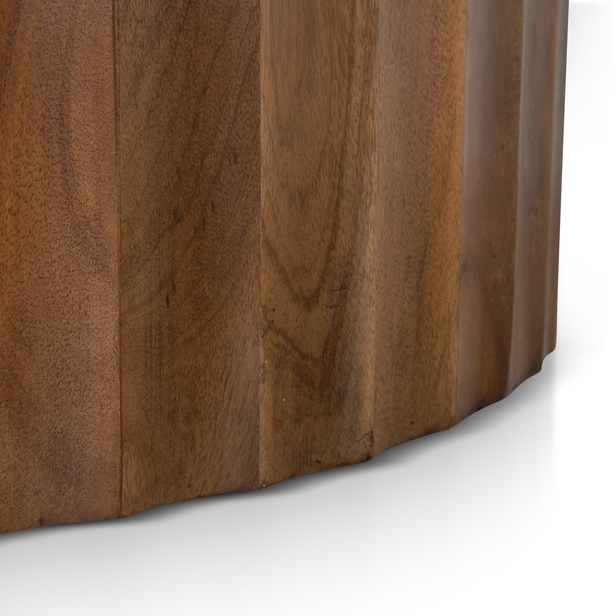 89cm Travertine Top Round Coffee Table - Walnut