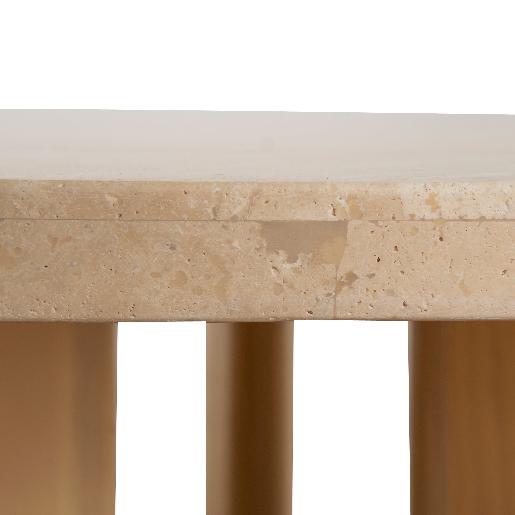 CCF8743-KK Travertine Top Round Nested Table - Creme Ash