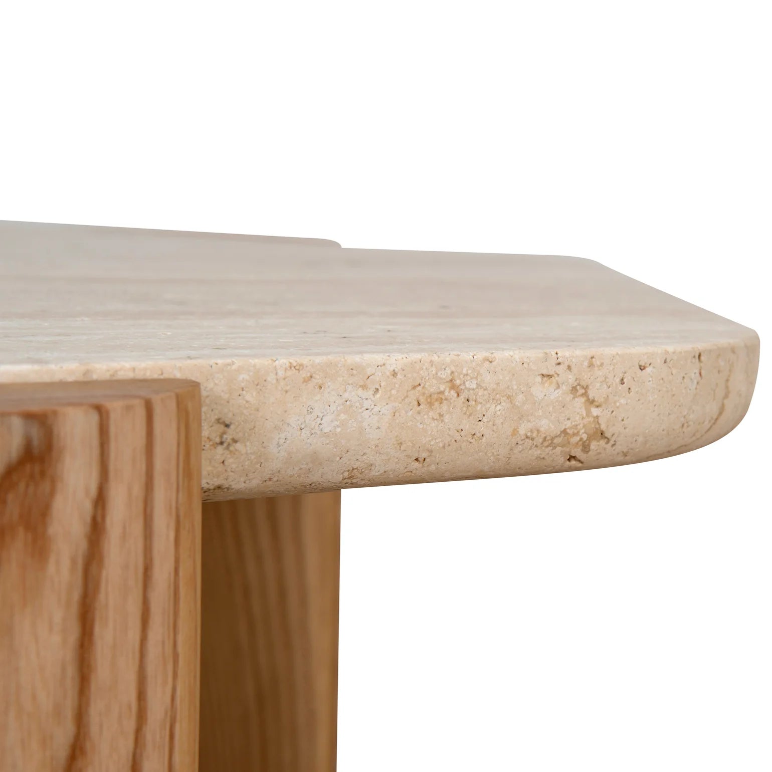 100cm Travertine Coffee Table - Walnut