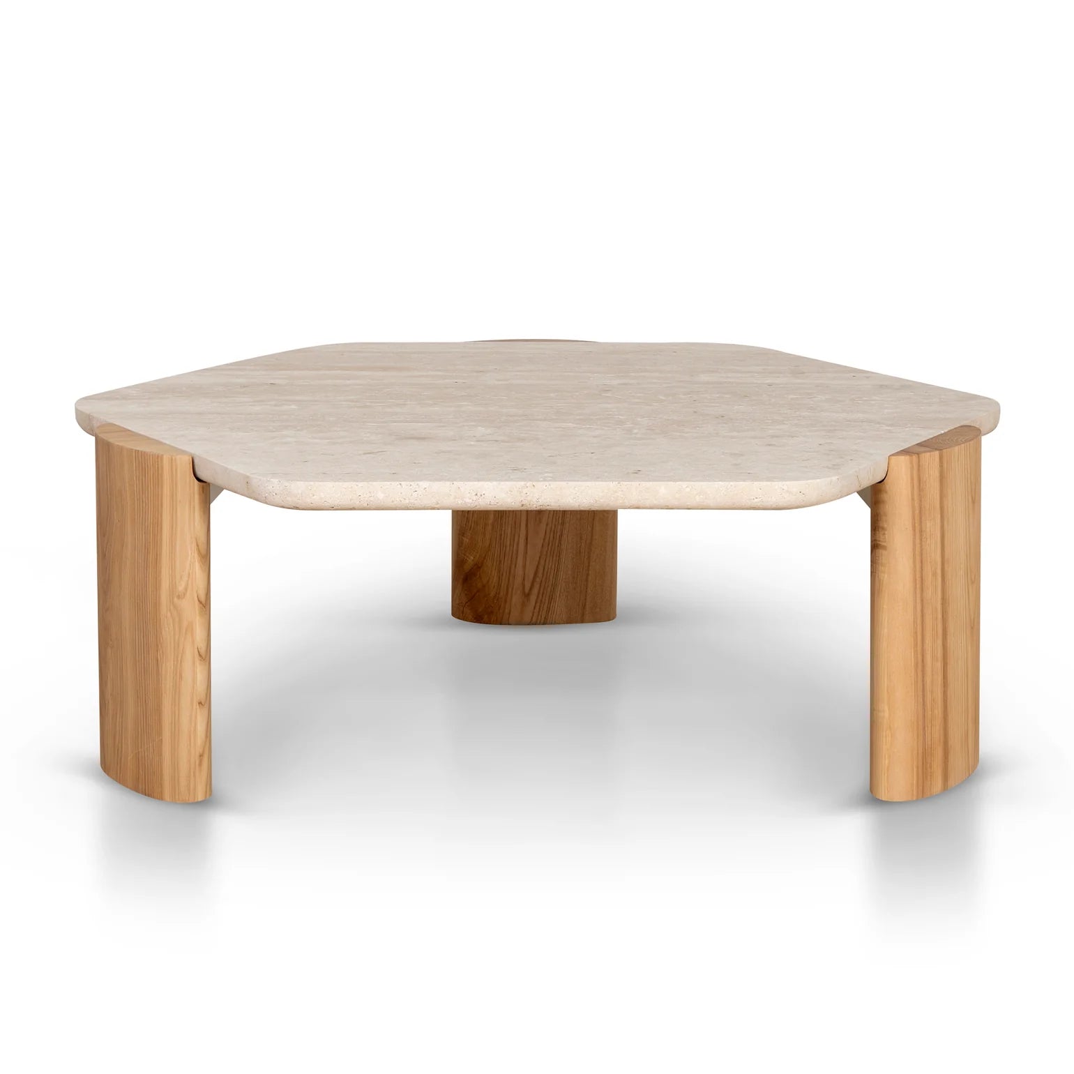 100cm Travertine Coffee Table - Walnut