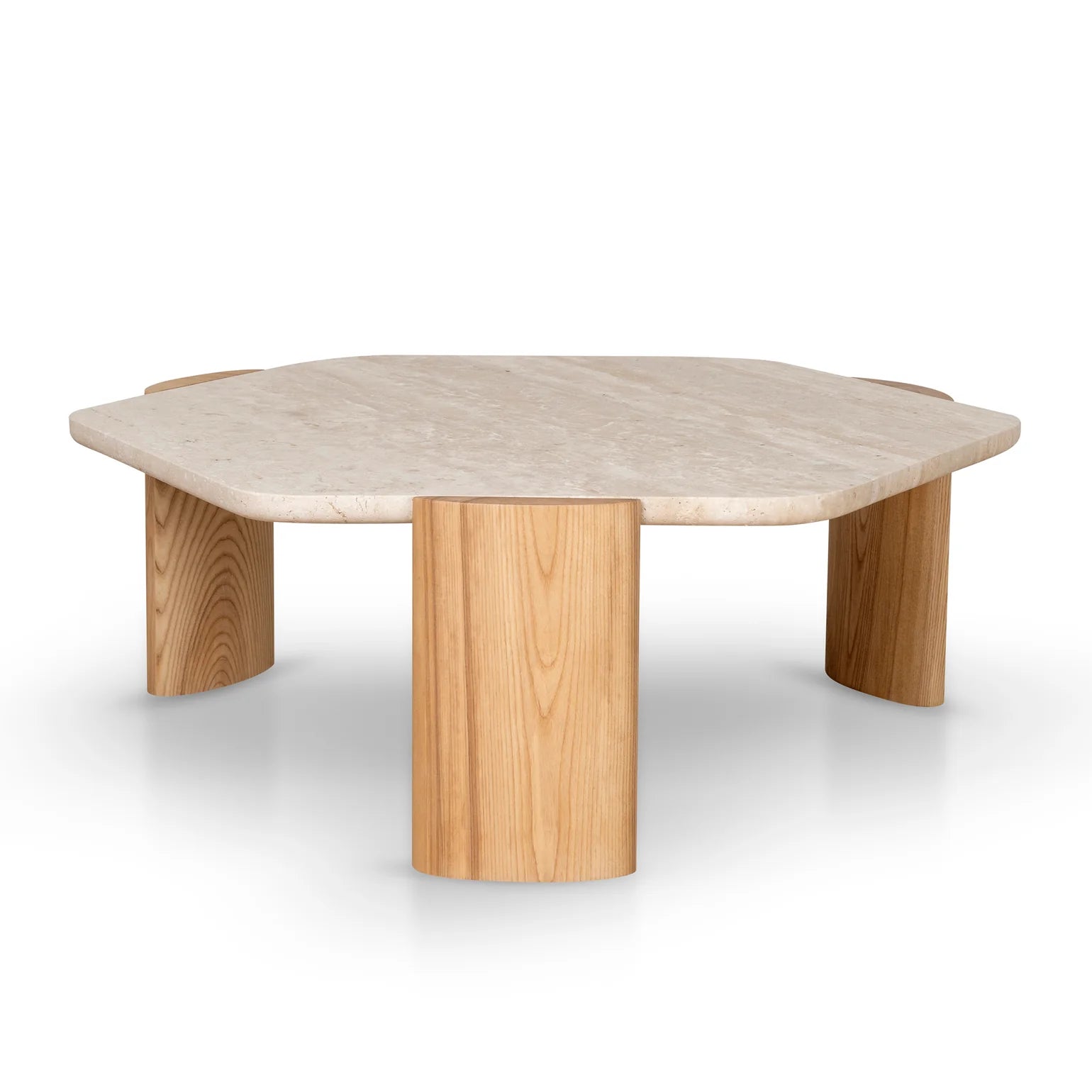 100cm Travertine Coffee Table - Walnut
