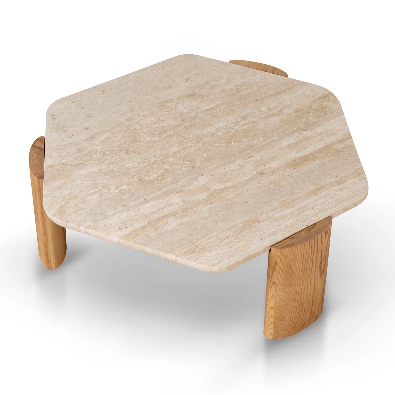 100cm Travertine Coffee Table - Walnut