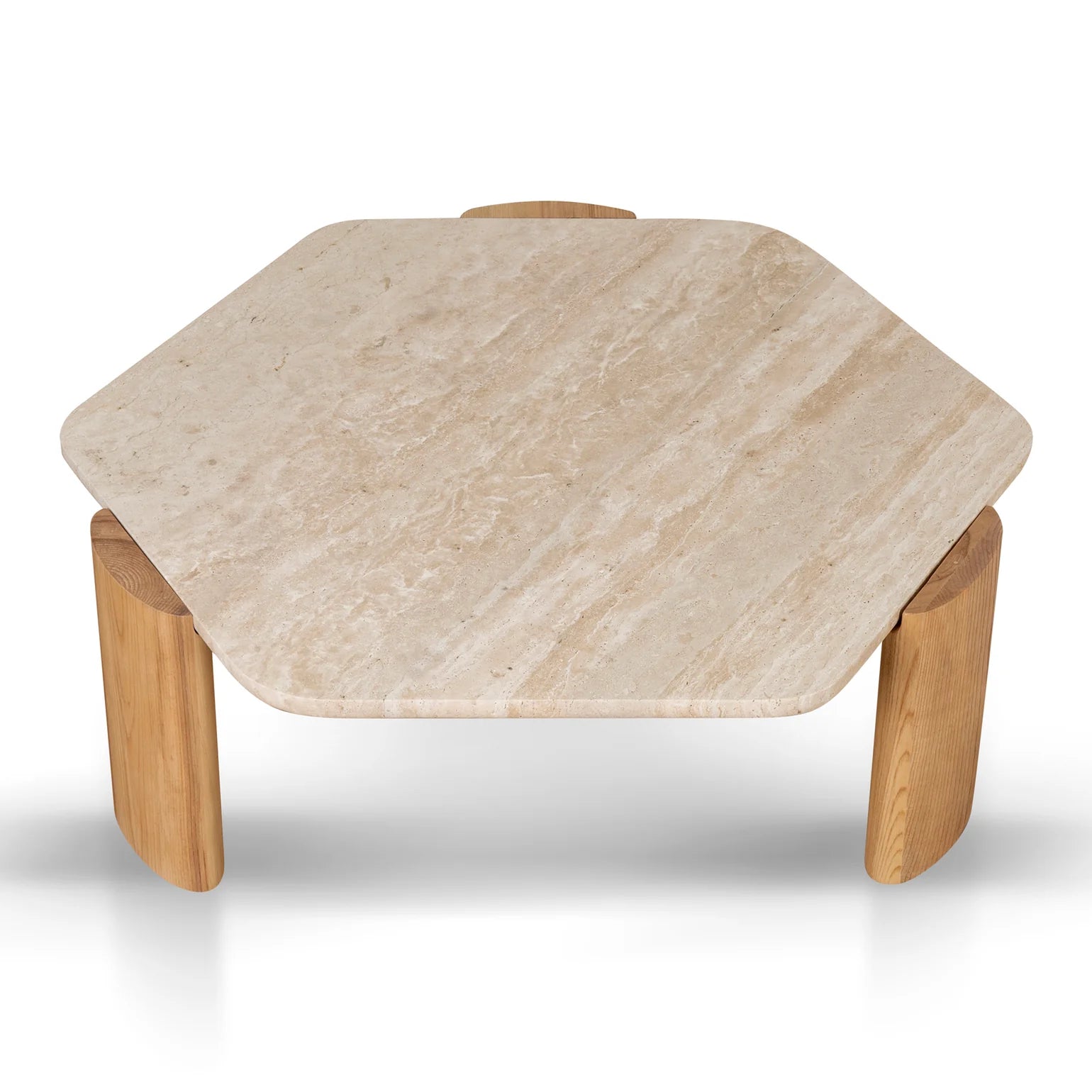 100cm Travertine Coffee Table - Walnut