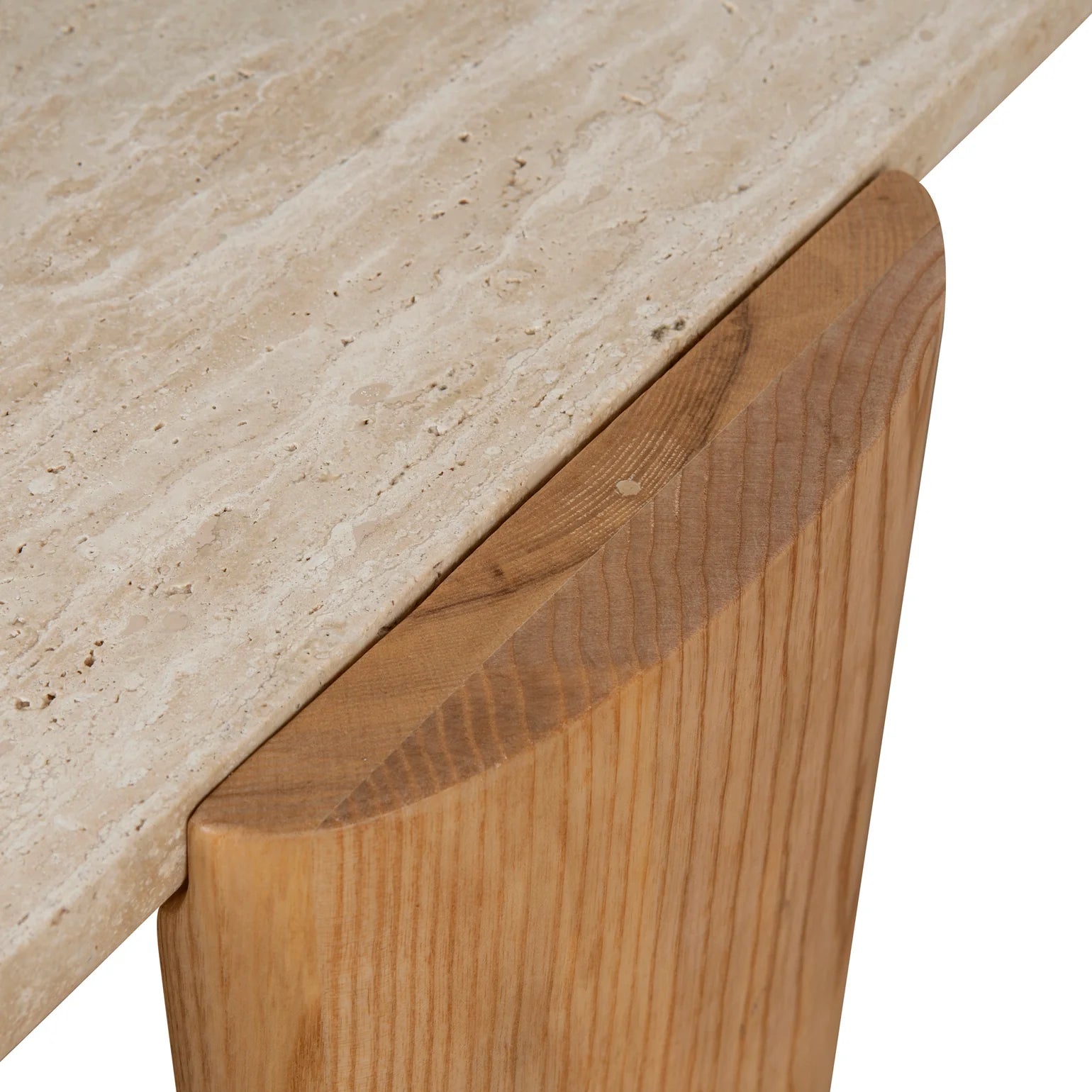 100cm Travertine Coffee Table - Walnut