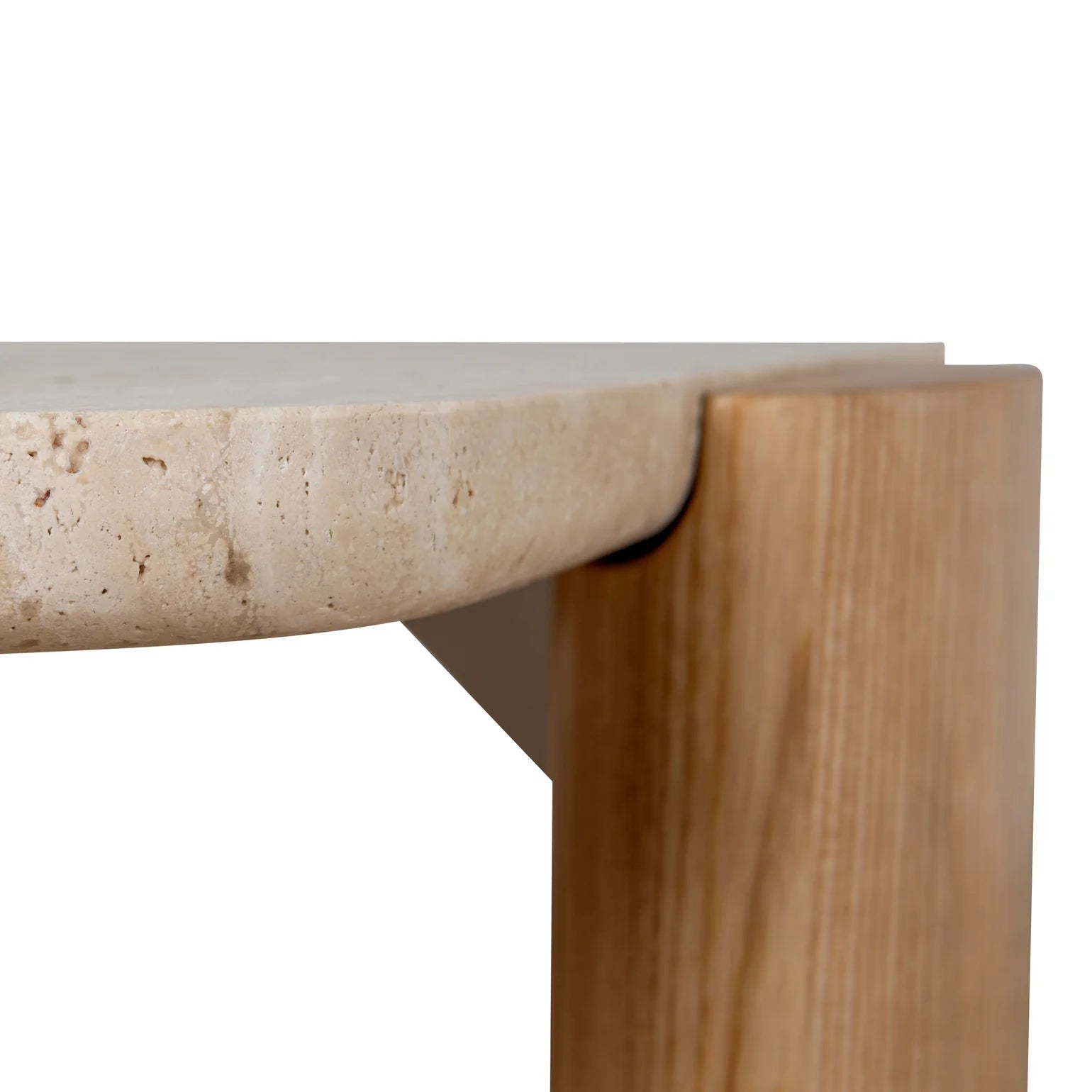 100cm Travertine Coffee Table - Walnut