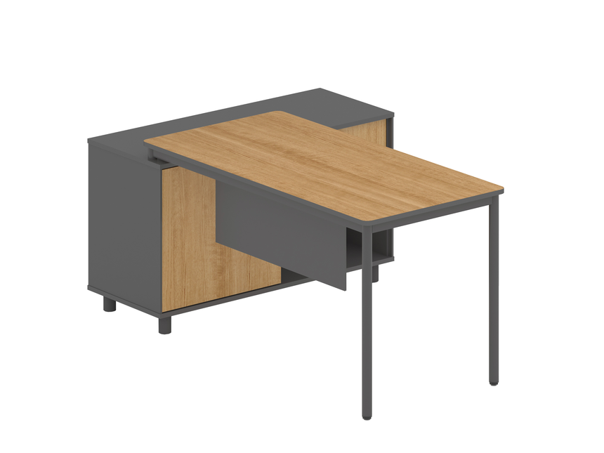1.75m Right Return Natural Office Desk - Charcoal Base