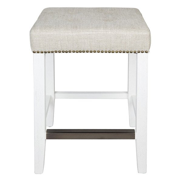 Canyon White Kitchen Stool - Natural Linen