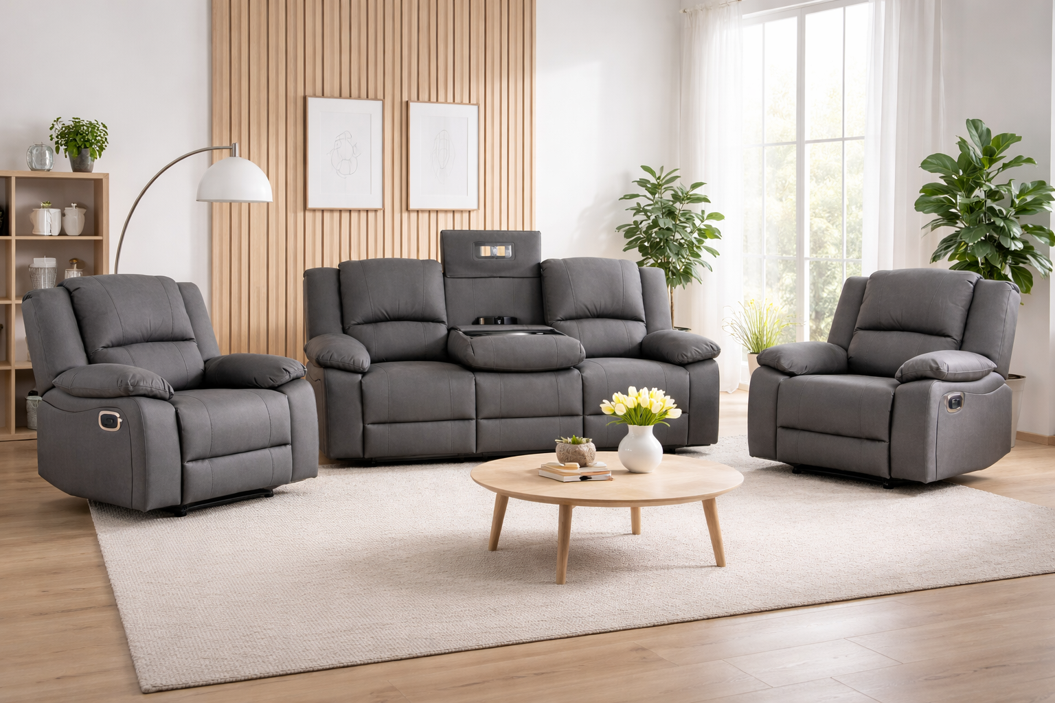 Captain 3err+1err+1err Latte Rhinohide 4 Electric Recliners