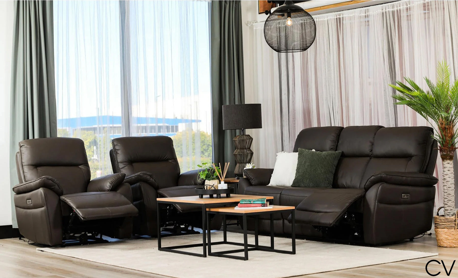 Jillian 3 Seater Leather Electric Recliner Sofa - Chocolate