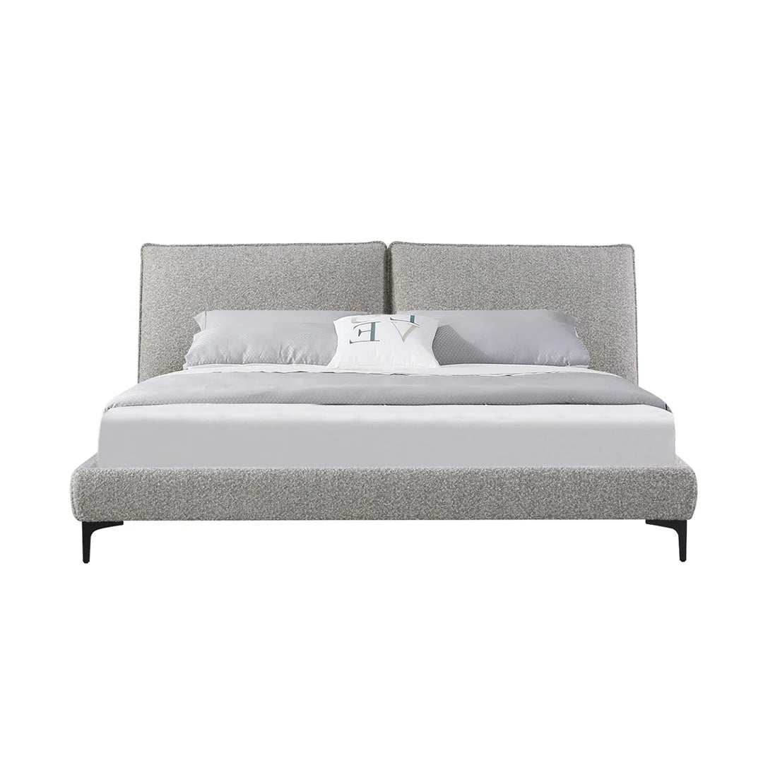 Camina Fabric Queen Bed Frame - Olive Brown Boucle