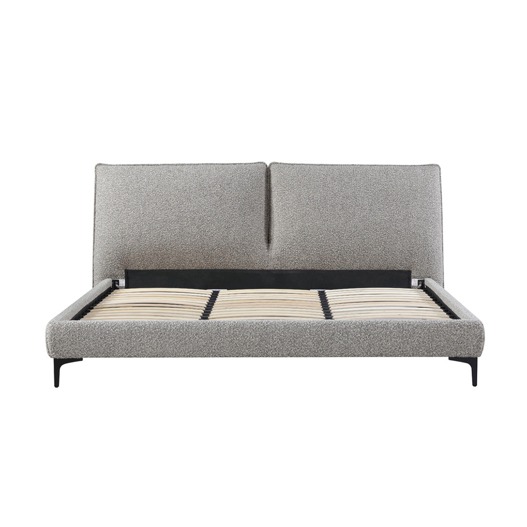 Fabric King Bed Frame - Olive Brown Boucle - image 5